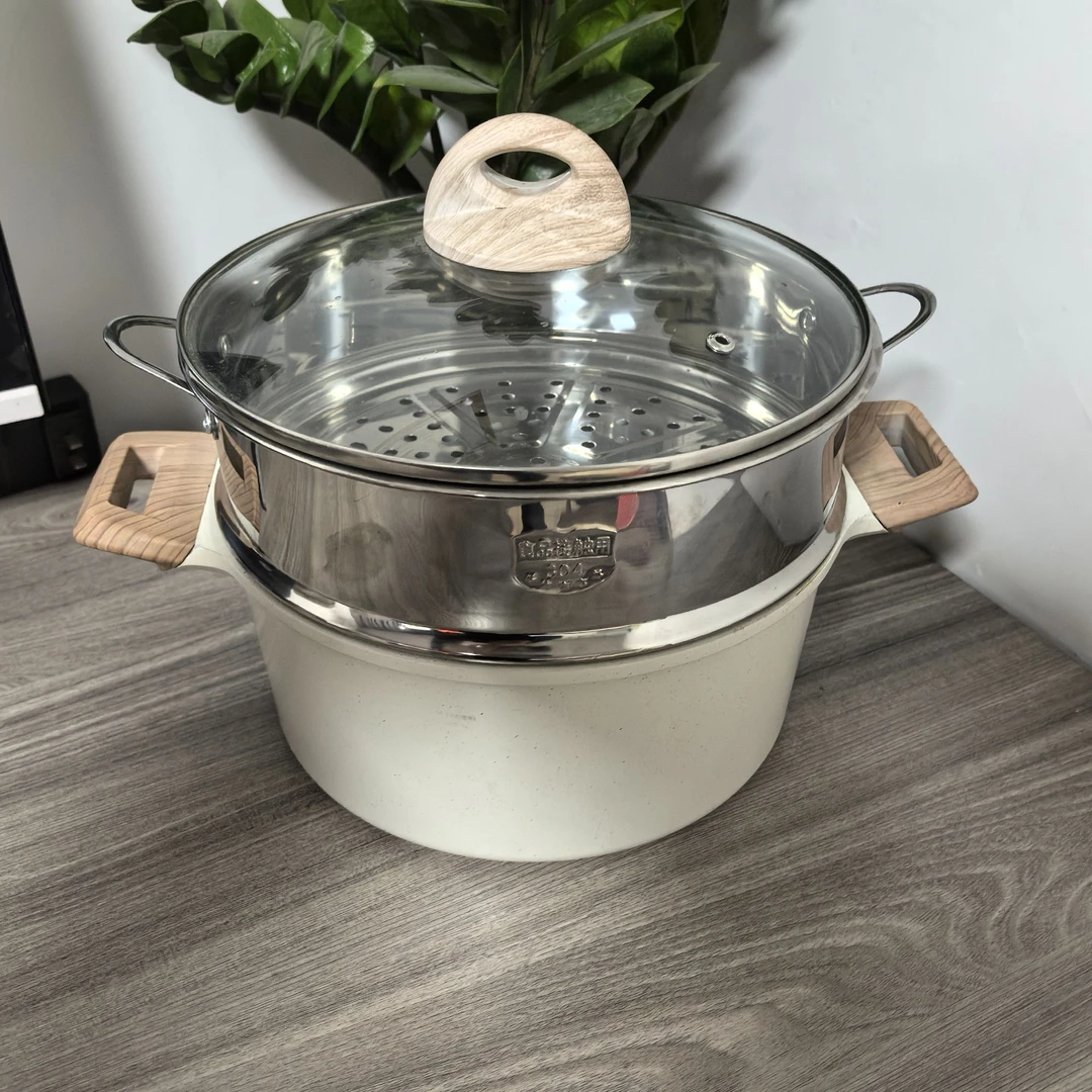 24cm小卡磨标汤锅白色带盖家用焖炖煮汤锅不挑灶微瑕疵介意勿拍