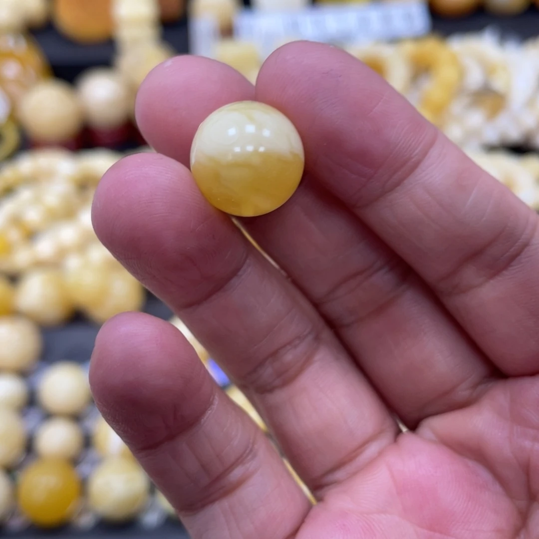 琥珀珠宝奇石未镶嵌14mm微瑕疵