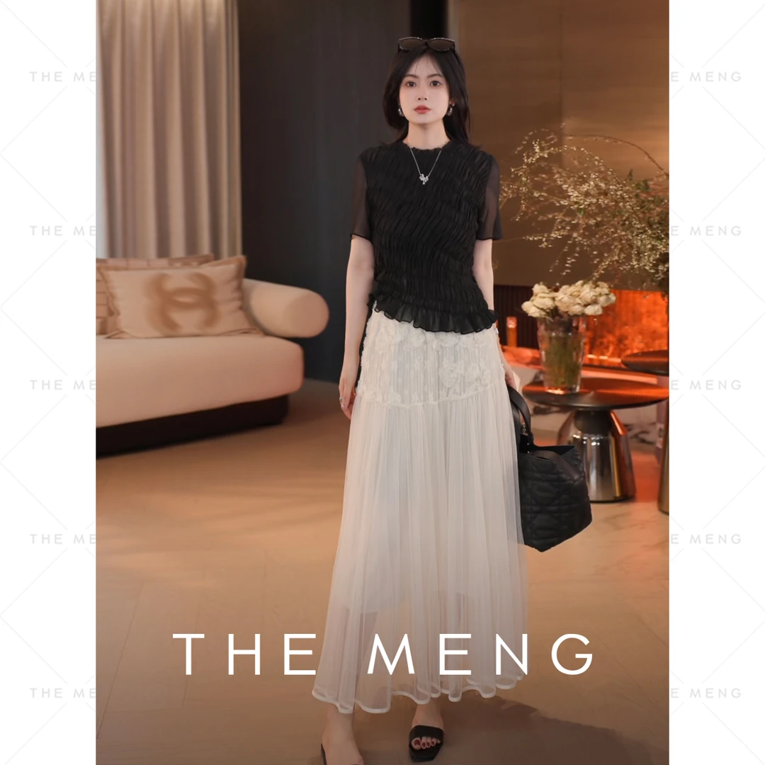 THE MENG【千层】顺纡绉肌理感显瘦短袖T恤#M252D0161+M252D0039