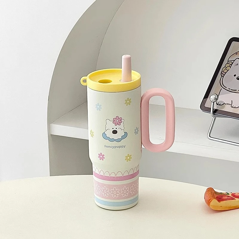 英国【轻奢】CoopKoop花朵小狗巨无霸保温保冷冰霸杯女不锈钢吸管杯