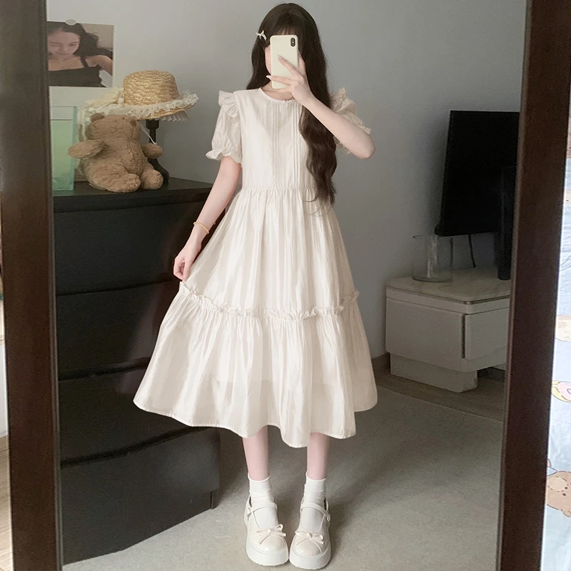 女大童高级感连衣裙夏装初中生学院风少女孩甜美气质收腰公主裙子