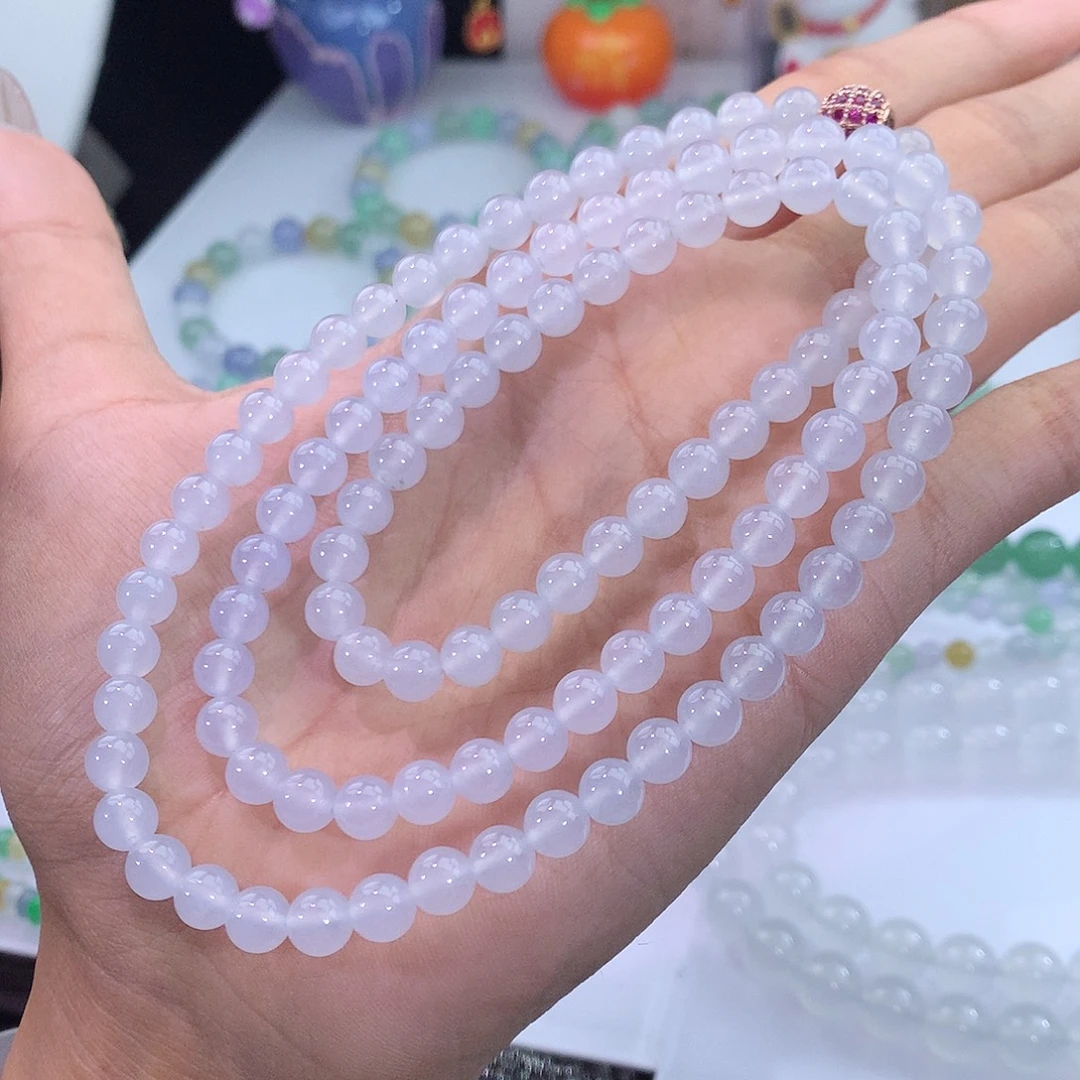 翡翠未镶嵌手链35 白月光飘花项链