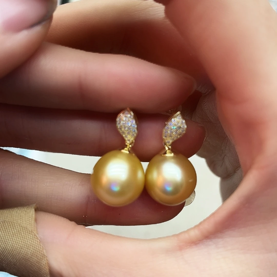 海水珍珠耳饰银S925镶嵌