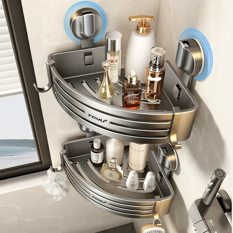 卫生间吸盘三角置物架浴室转角洗漱台洗手间壁挂墙上厕所收纳架子