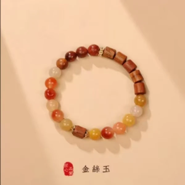 非金属仿水晶手链 金丝玉手串