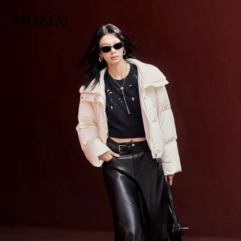 【粉丝专享】MOCO羽绒服冬鸭绒大翻领短款蓬松廓形外套MBD4EINT11