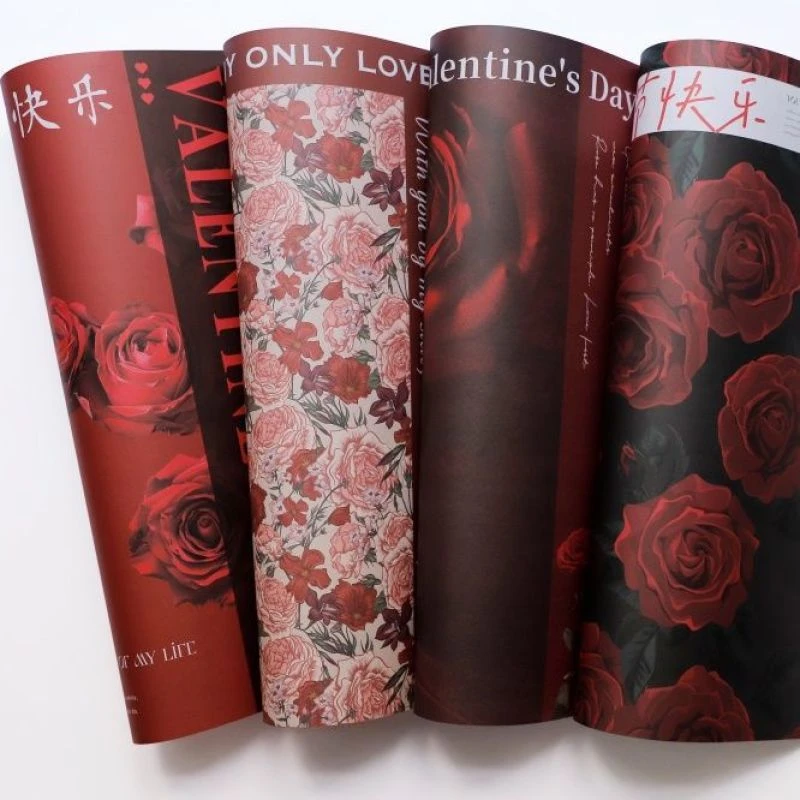 晨曦玫瑰牛皮纸鲜花花束情人节新款包装纸花艺包装纸花店包装材料