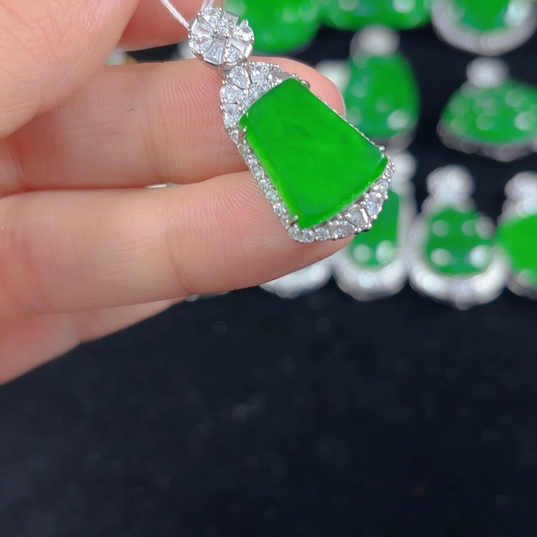 翡翠银S925镶嵌吊坠(不含链)