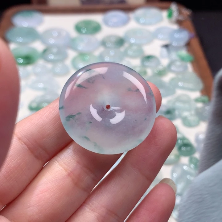 翡翠未镶嵌颈饰冰种飘花大平安扣