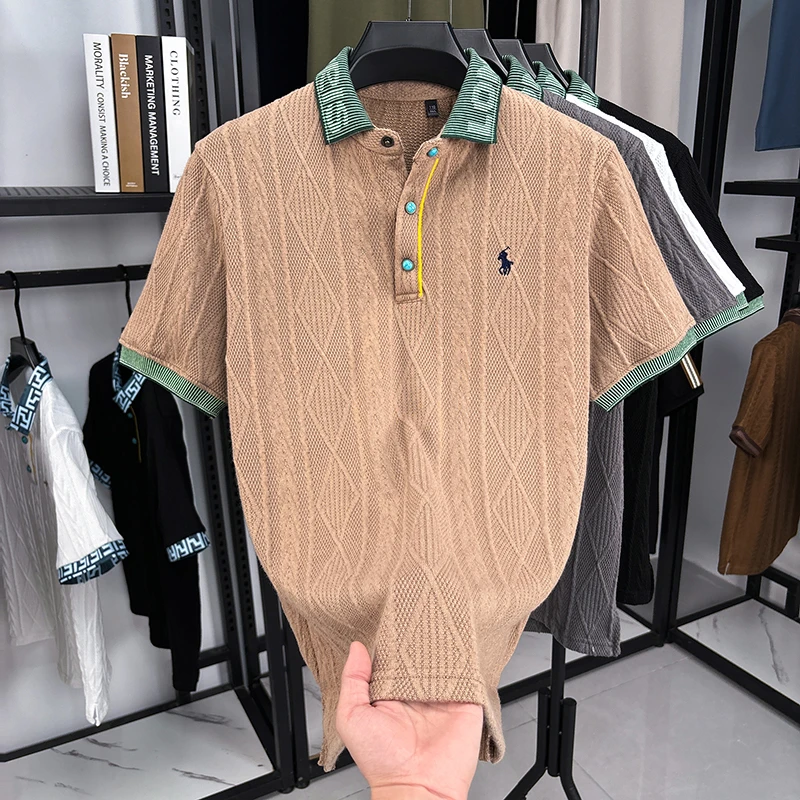 小马标刺绣！2025新款短袖T恤翻领男士POLO衫夏季宽松透气半袖上衣
