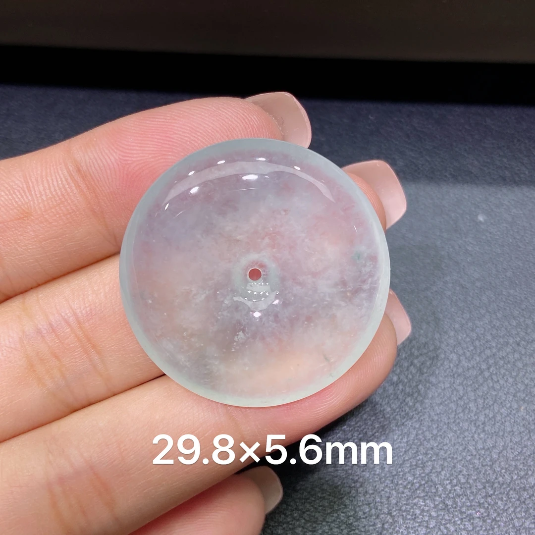 缅甸天然A货翡翠 老坑冰种白冰厚装平安扣吊坠 玉质细腻 k102