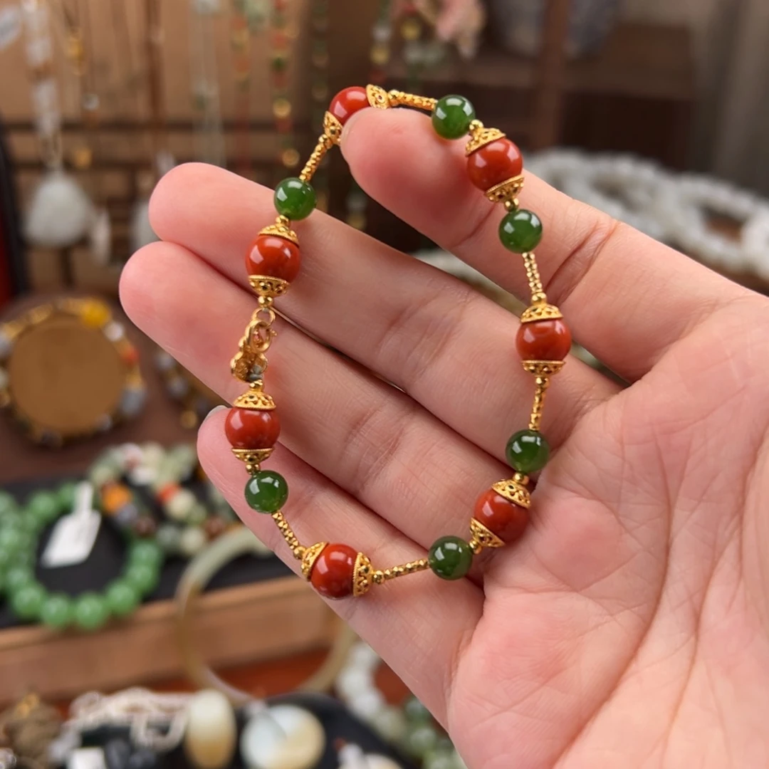 未镶嵌手串和田玉碧玉多宝手串
