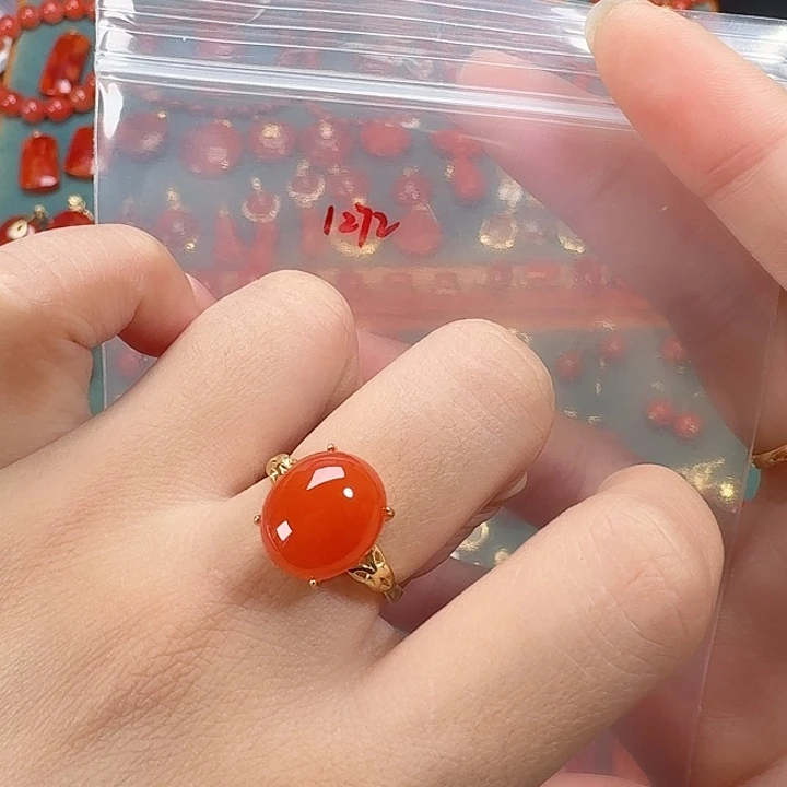 南红玛瑙银S925镶嵌戒指