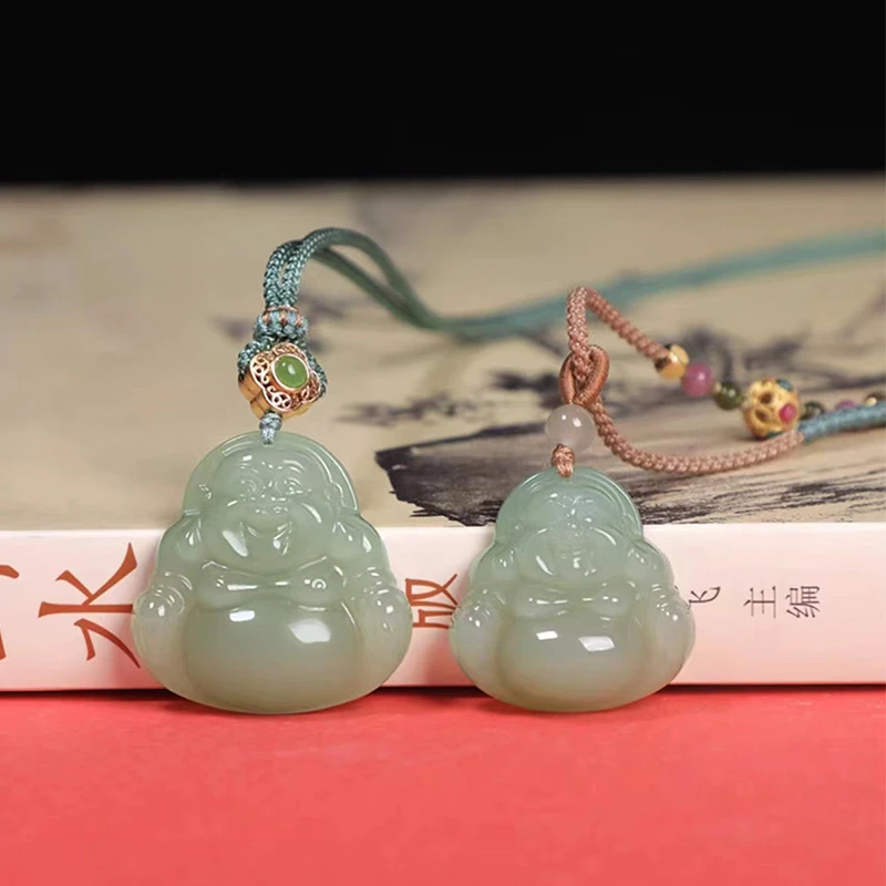 青白玉笑脸弥勒佛公吊坠天然正品和田玉大肚佛玉坠女款经典百搭款