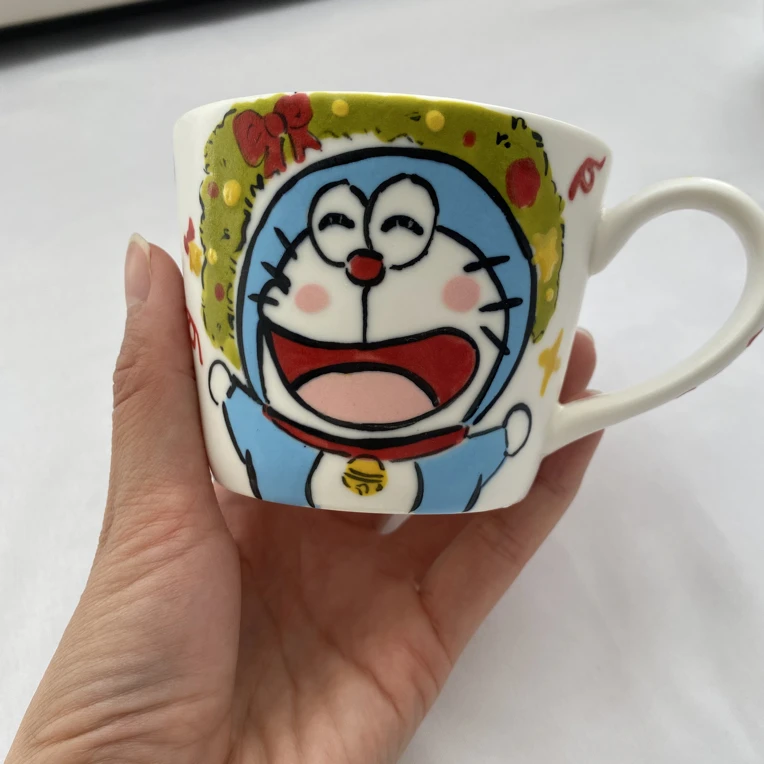 哆啦A梦系列手绘家用可爱手柄杯釉下彩