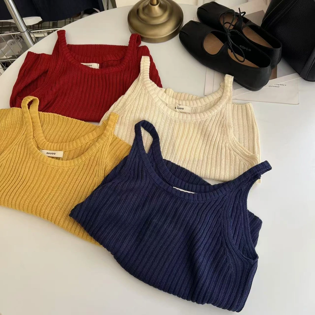 粗线针织背心 韩系简约 纯色显瘦