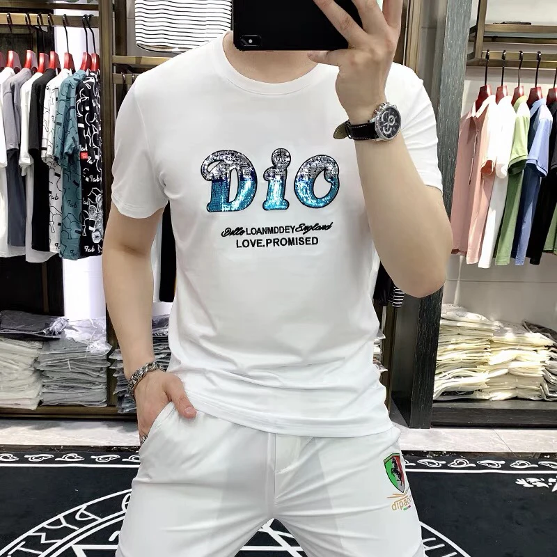 2025春夏新款美式潮牌印花短袖男士纯棉T恤ins宽松百搭休闲上衣潮