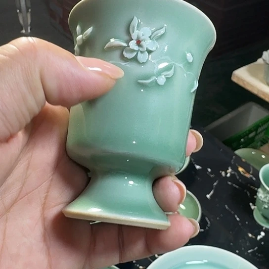 汝***瓷龙泉青瓷手工主人杯微瑕