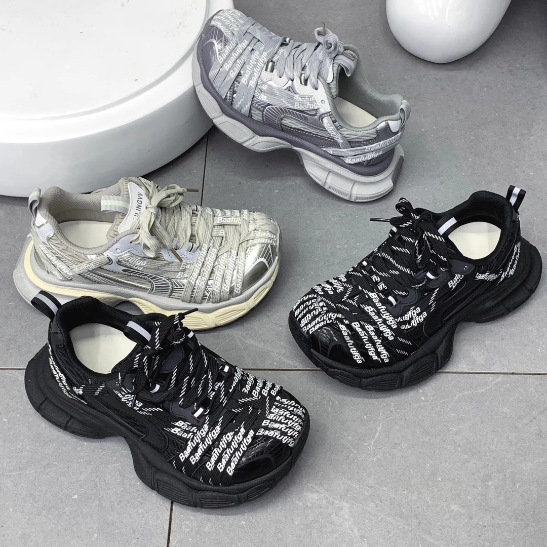 巴家爆款绑带老爹鞋女2025新款夏季炸街百搭厚底增高休闲运动潮鞋