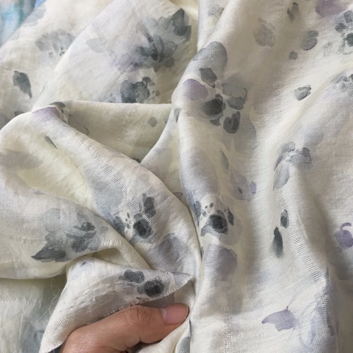 天丝（莱赛尔纤维）米白色印花2米