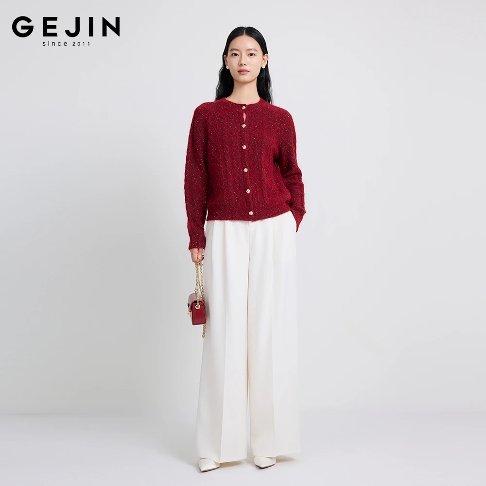 GEJIN/开衫款女针织衫糯米衣时尚秋冬圆领短款9112560060