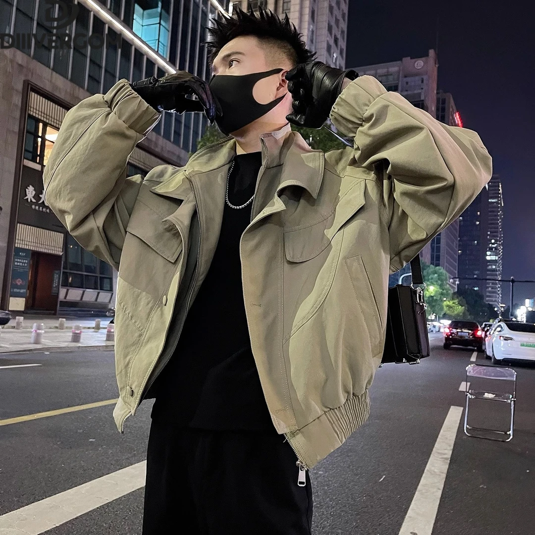 2025新款假两件工装立领夹克男春秋季爆款痞帅风拼接外套男士外衣