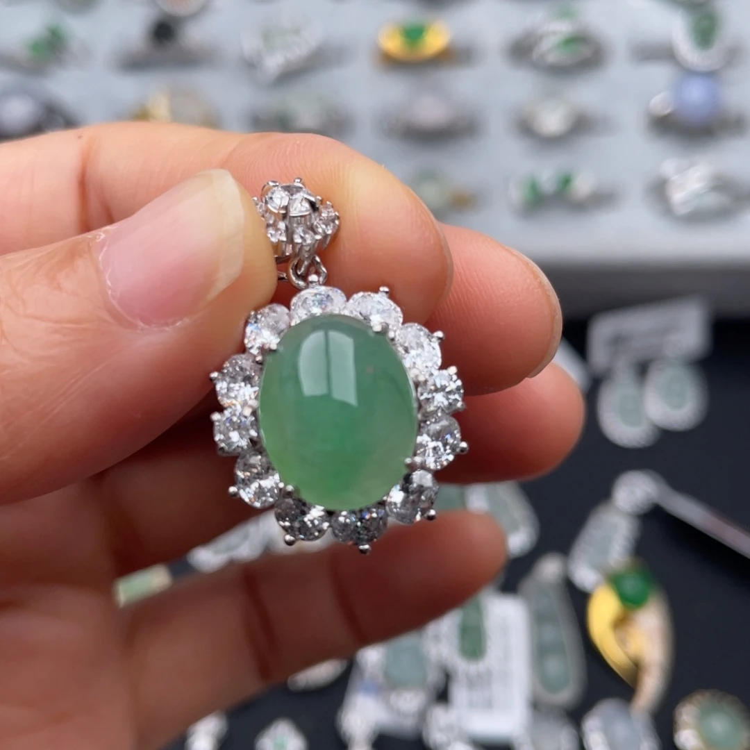 翡翠银S925镶嵌颈饰