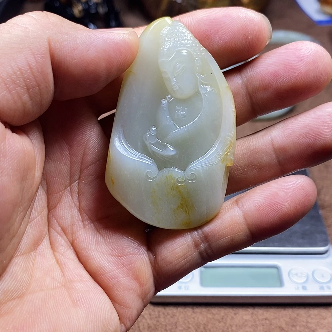 正***园和田玉（翠青玉）未镶嵌挂件