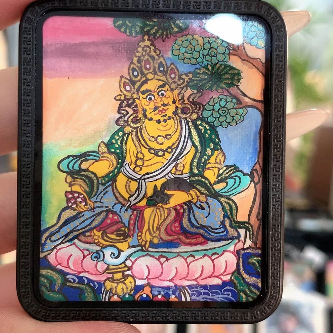 吊坠黄财手绘唐卡吊坠