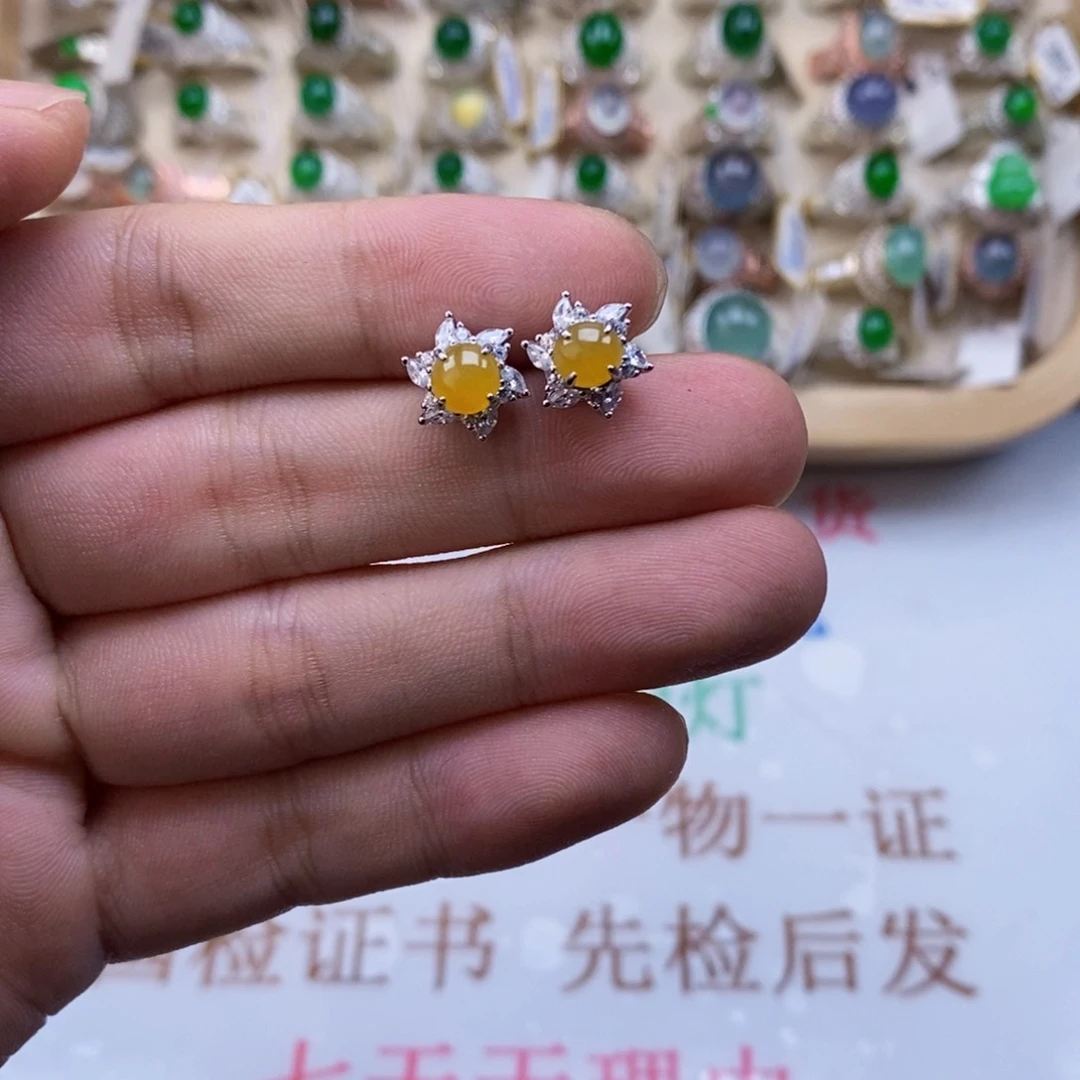 翡翠戒指银S925镶嵌天然缅甸翡翠a货