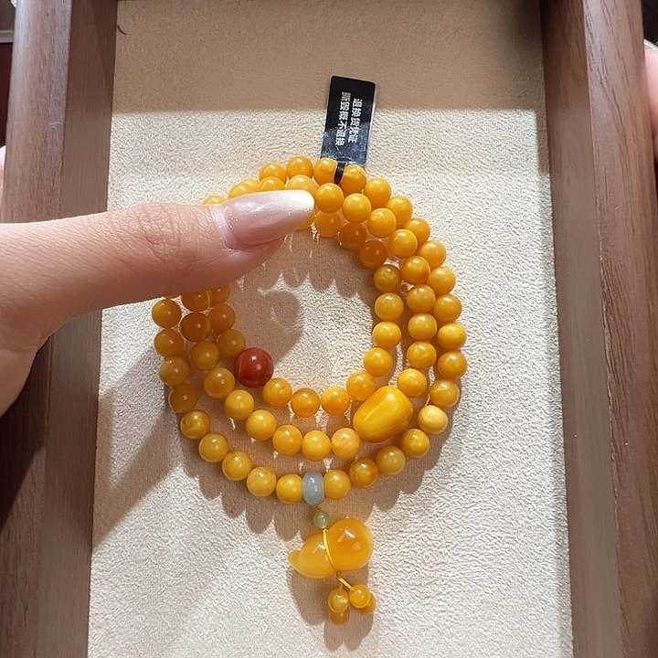 蜜蜡未镶嵌手串7.6mm蜜蜡手串
