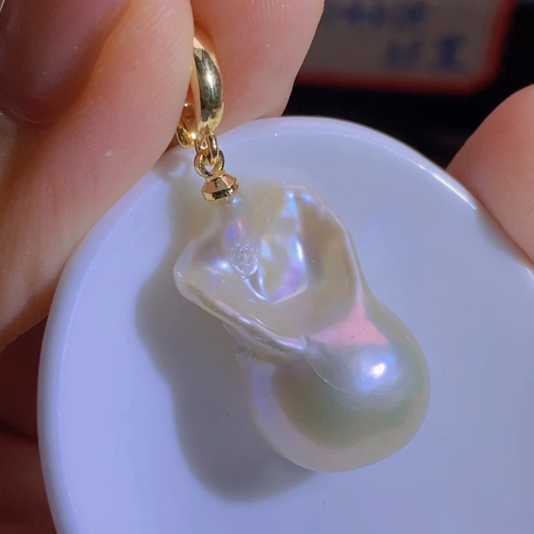 银S925镶嵌淡水珍珠天然淡水珍珠无染色无优化