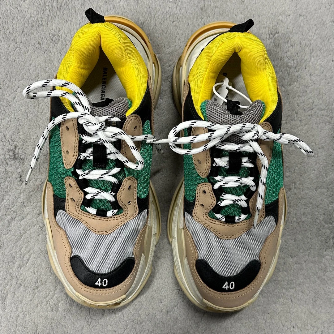 99新 Balenciaga/巴黎世家 TripleS网布系带厚底老爹鞋40码D19850