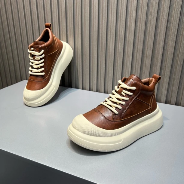 复古港风休闲棉鞋冬季新款加绒高帮鞋男士时尚百搭厚底运动休闲鞋