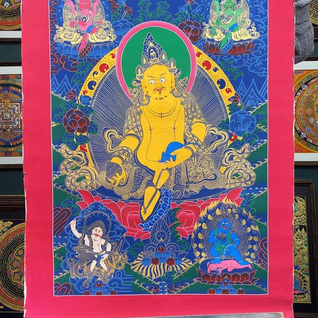 卷轴画手绘唐卡 五路财90*60厘米