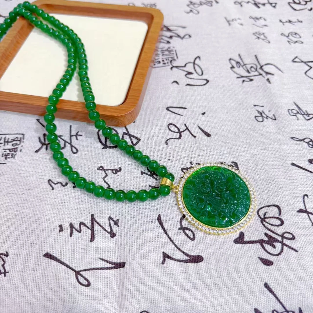 龙凤呈祥-新中式绿色毛衣链 SC-437