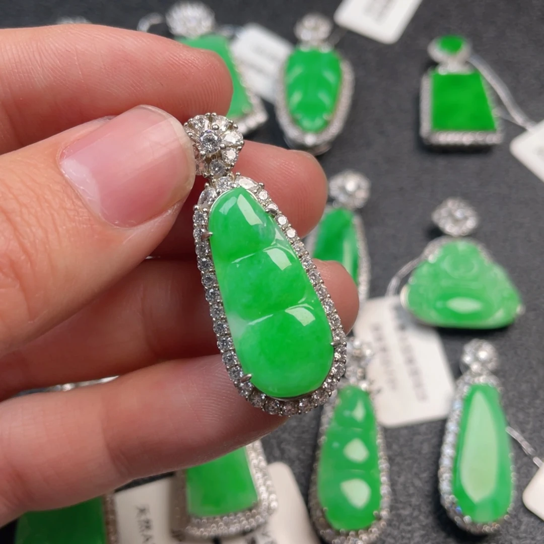 翡翠吊坠(不含链)银S925镶嵌