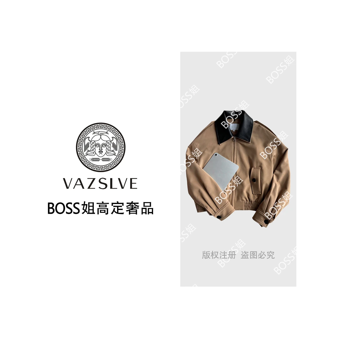 VAZSLVE/原创设计 简约小众设计感双层领夹克外套 HRYCW987