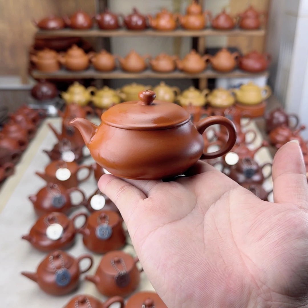 紫砂茶壶薄胎朱泥明炉6个杯子