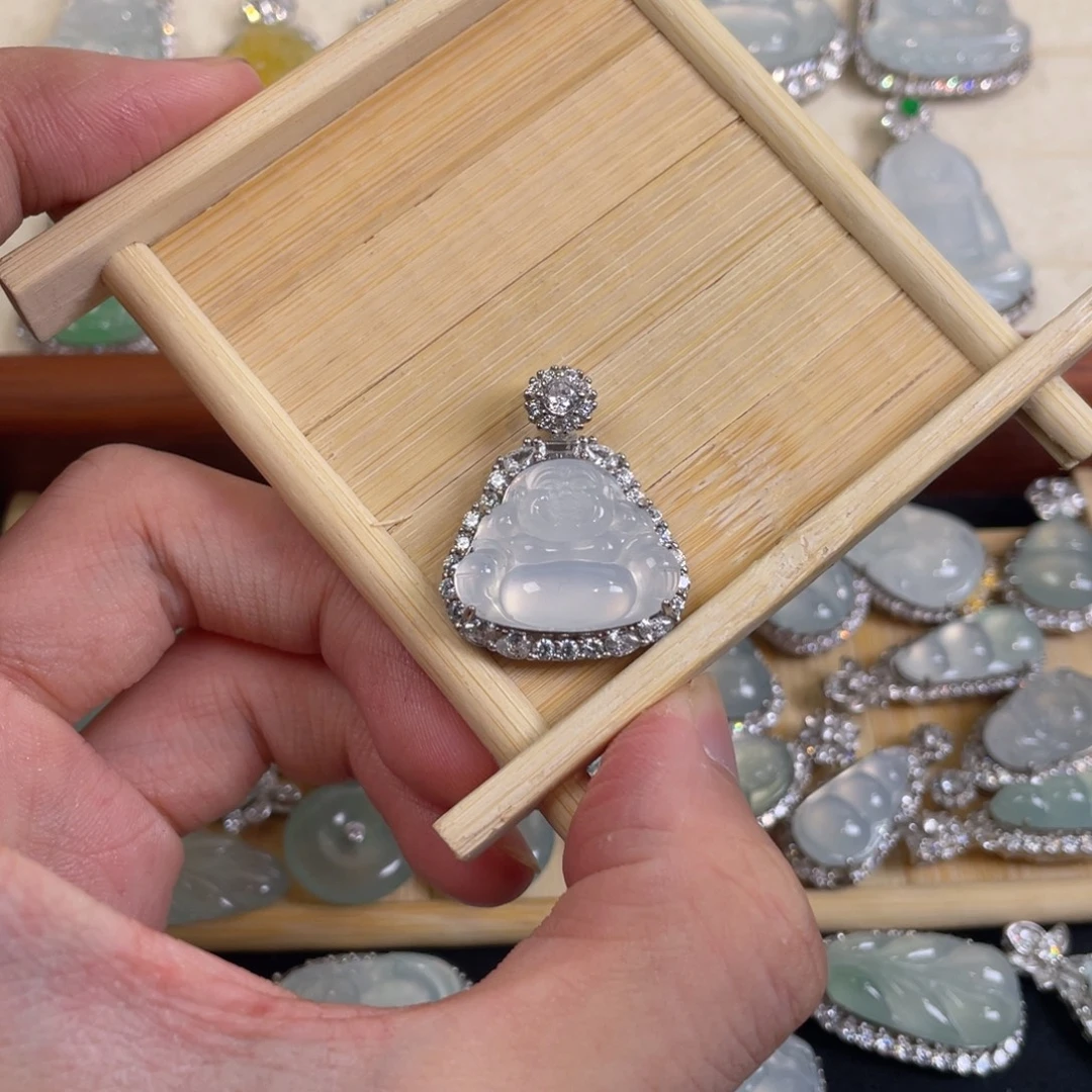 翡翠银S925镶嵌挂件