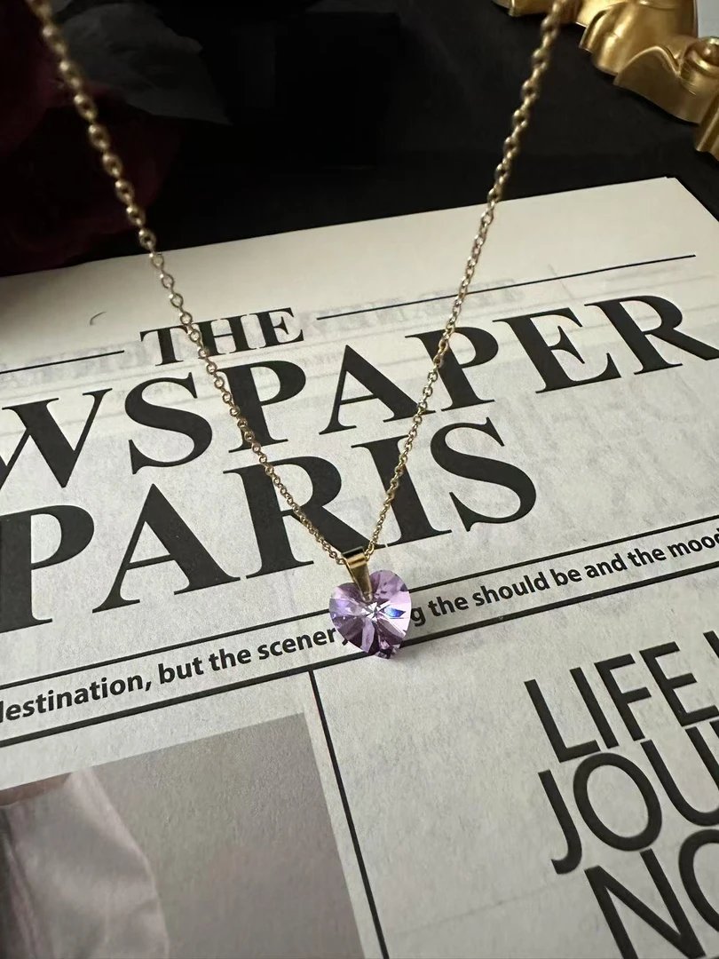 铜合金项链 气质款/镶钻/轻奢几何爱心项链#55