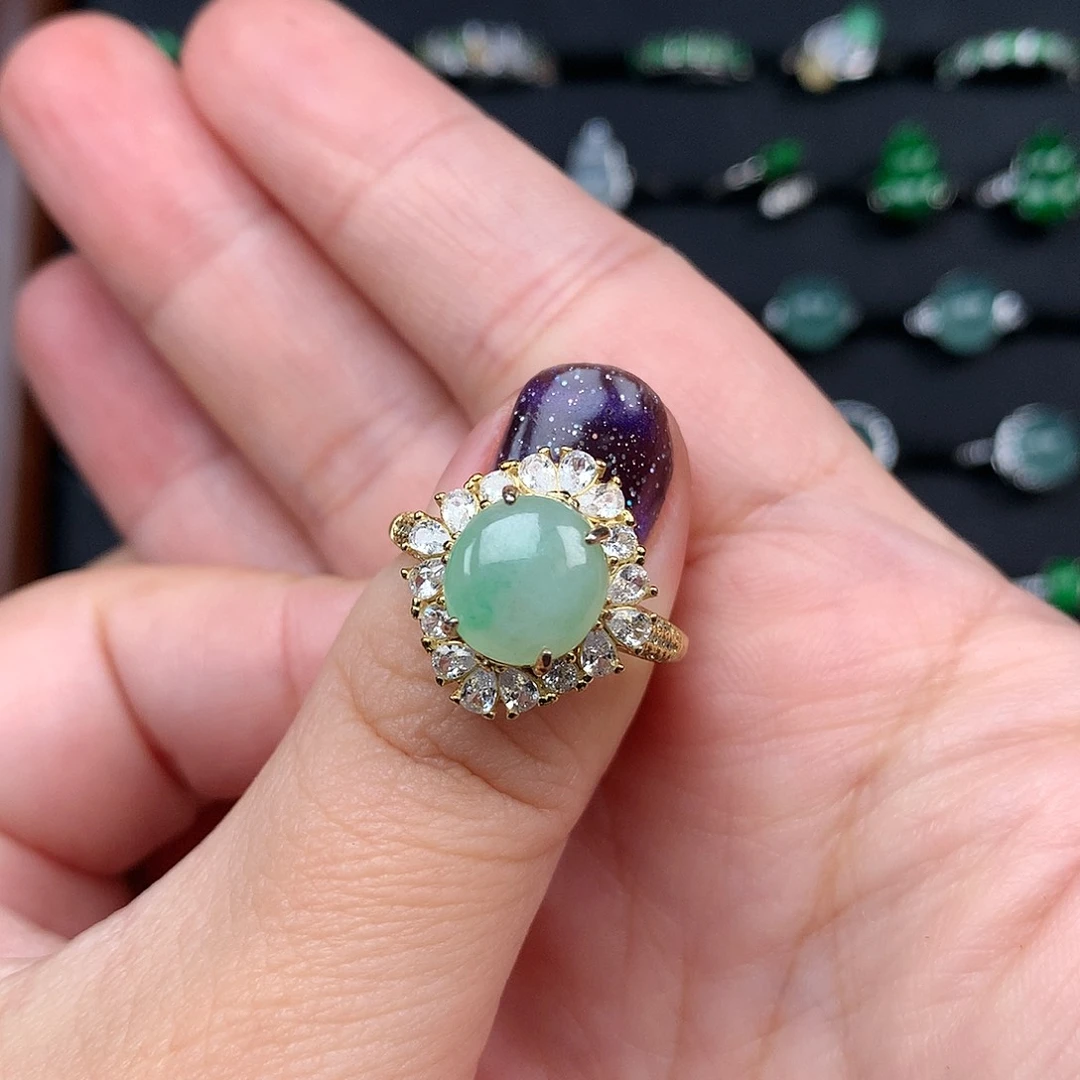 翡翠银S925镶嵌戒指