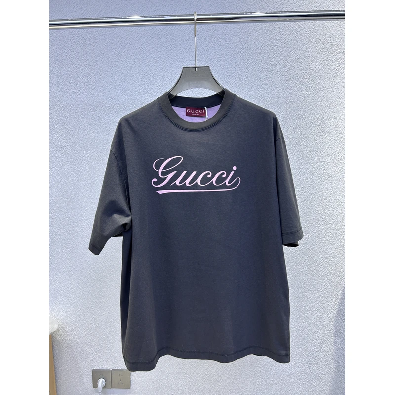全新未使用Gucci古驰 男女同款字母签名印花宽松短袖T恤 798769