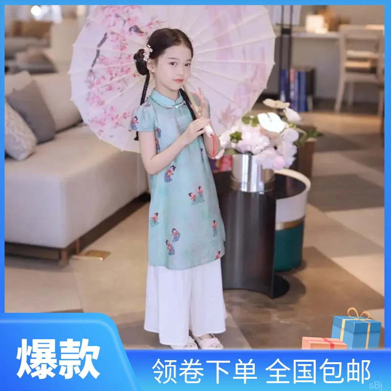 女童旗袍2025新款夏季儿童新中式国风改良唐装女宝宝夏款套装洋气