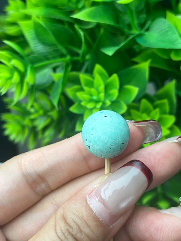 原矿绿松石三圆珠百搭