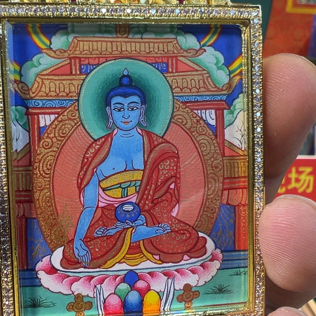 吊坠纯手绘唐卡药师