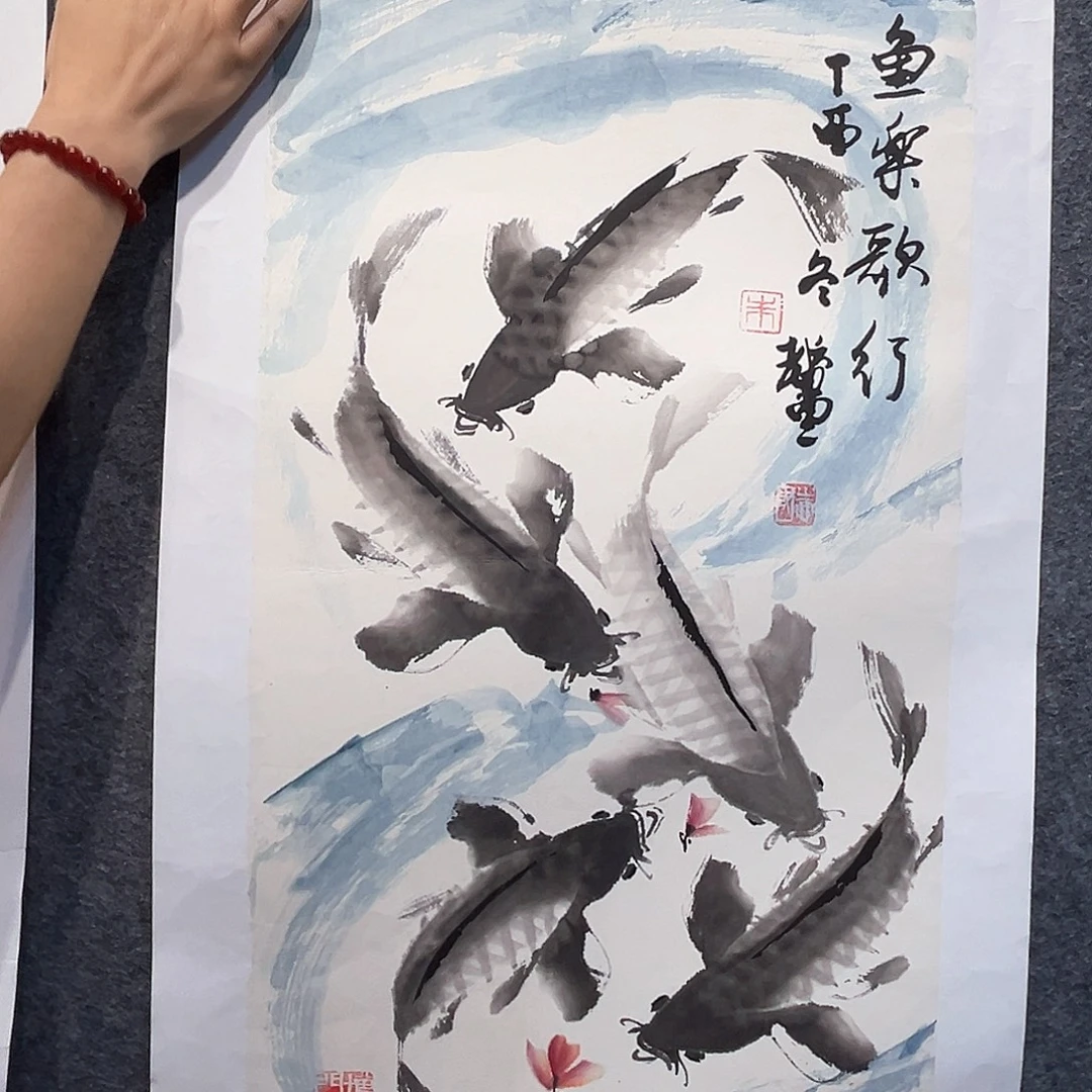 国画纯手绘画心原创