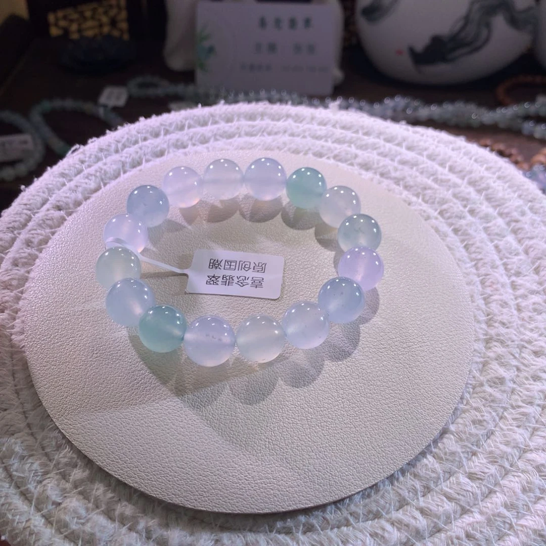 散珠翡翠天然缅a卡12mm春和景明