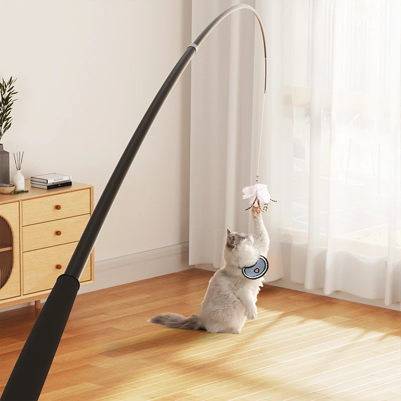 逗猫棒长杆可伸缩猫咪的玩具羽毛超长自嗨幼猫钓鱼竿钢丝宠物用品