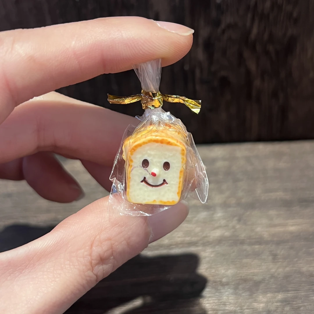 面包片袋装笑脸吐司微缩食玩 树脂diy配件过家家玩具道具小摆件